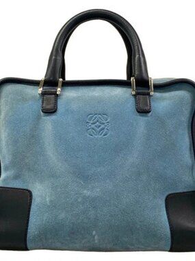 LOEWE Amazona Blue Black Suede Leather Handbag